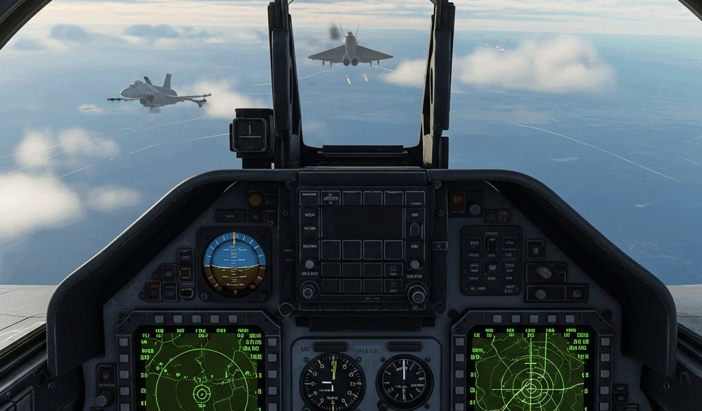 DCS World flight simulator cockpit view military jet combat simulation